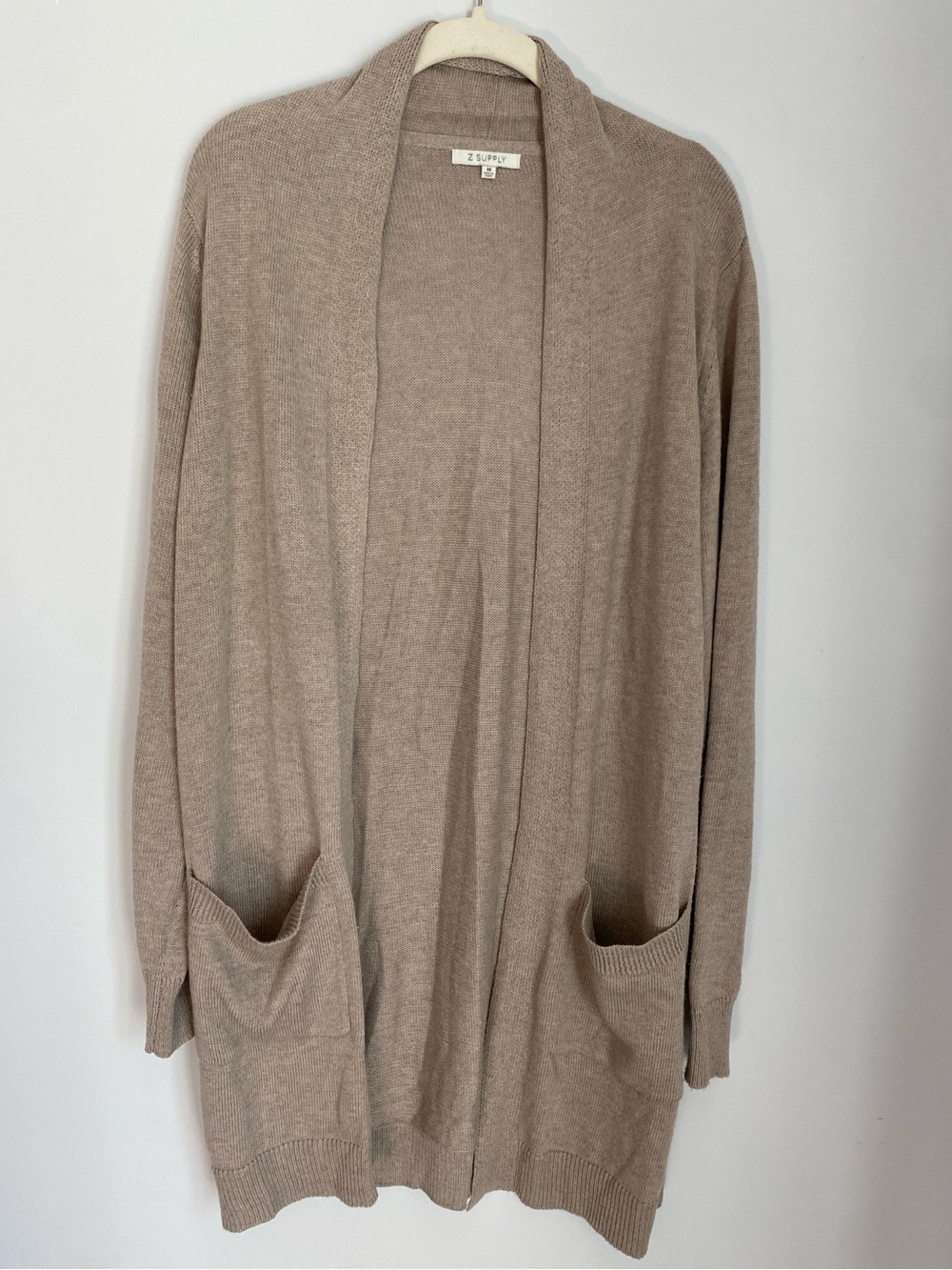 Z Supply Women's Open-Front Pocket Cardigan - Taupe Size Medium